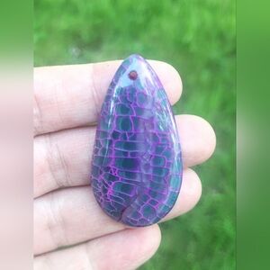 Purple And Green Dragon's Veins Agate Teardrop Pendant